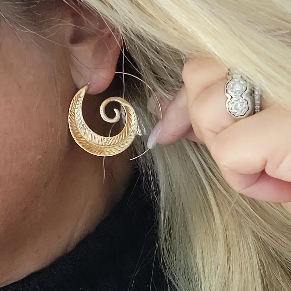Threader Style Bold Leaf Hoop Earrings
